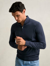 Reiss | Merino Wool Half-Zip Jumper in Midnight Navy