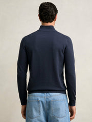 Reiss | Merino Wool Half-Zip Jumper in Midnight Navy