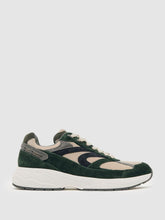 Reiss | Panelled Running Trainers in Forest Green/Stone