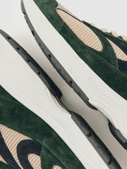 Reiss | Panelled Running Trainers in Forest Green/Stone