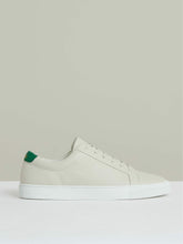 Reiss | Tumbled-Leather Low-Top Trainers in Off White/Green