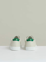Reiss | Tumbled-Leather Low-Top Trainers in Off White/Green