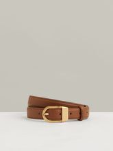 Reiss | Leather Curved-Buckle Belt in Tan