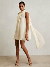 Reiss | Draped Chiffon Sleeveless Mini Dress in Ivory