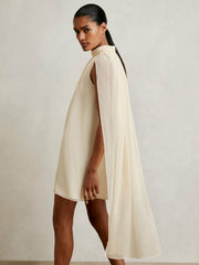 Reiss | Draped Chiffon Sleeveless Mini Dress in Ivory
