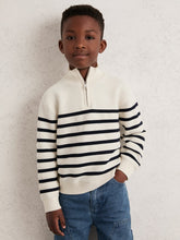 Reiss | 3-9 yrs Cotton-Blend Stripe Half-Zip Jumper in White