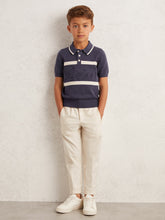 Reiss | 3-9 yrs Cotton Logo-Embossed Knit Polo Shirt in Indigo Blue/White