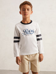 Reiss | 3-9 yrs Cotton Motor Cars Logo T-Shirt in White/Blue
