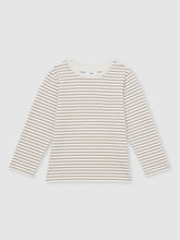 Reiss | 13-14 yrs Stretch-Cotton Stripe T-Shirt in Off White/Camel