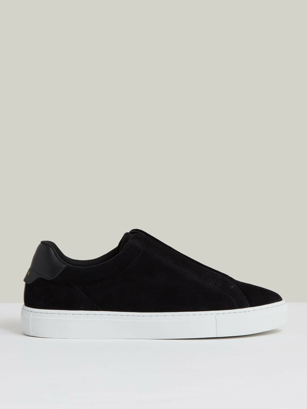 Reiss | Suede Slip-On Elasticated Trainers in Black