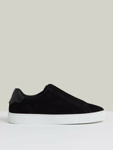 Reiss | Suede Slip-On Elasticated Trainers in Black