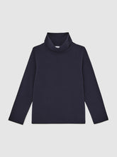 Reiss | 13-14 yrs Cotton-Jersey Roll-Neck Top with Stretch in Navy