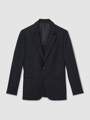 Reiss | Slim-Fit Wool Single Breasted Check Suit Blazer in Navy