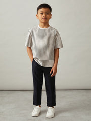 Reiss | 13-14 yrs Cotton-Blend Stripe T-Shirt in White/Navy