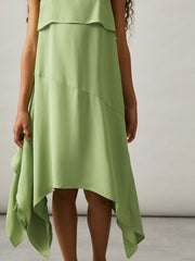 Reiss | 13-14 yrs Handkerchief-Hem Sleeveless Dress in Green