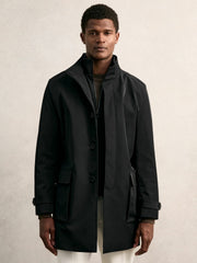 Reiss | Hybrid Removable-Gilet Overcoat in Black