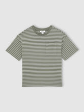Reiss | 13-14 yrs Cotton-Blend Stripe T-Shirt in Sage/White