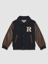 Reiss | 13-14 yrs Motor Cars Press-Stud Bomber Jacket in Navy/Brown