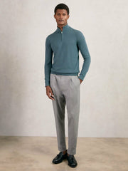 Reiss | Merino Wool Half Zip Jumper in Orion Blue