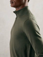 Reiss | Merino Wool Half-Zip Jumper in Kale Green