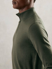 Reiss | Merino Wool Half-Zip Jumper in Kale Green