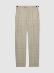 Reiss | Slim-Fit Wool Check Suit Trousers in Oatmeal Brown