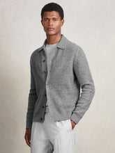 Reiss | Wool Button Through Pointelle Shirt in Mid Grey