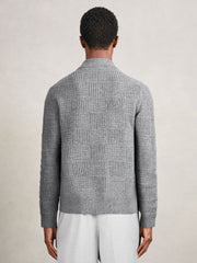 Reiss | Wool Button Through Pointelle Shirt in Mid Grey
