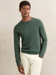 Reiss | Merino-Wool Crew-Neck Jumper in Kale Green