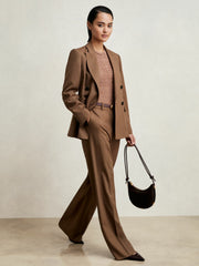 Reiss | Petite Wool-Blend Double-Breasted Suit Blazer in Tan