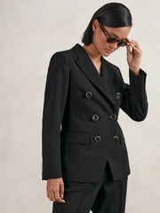 Reiss | Wool-Blend Double-Breasted Blazer in Black
