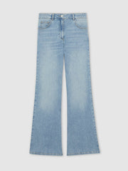 Reiss | Petite Mid-Rise Flared Jeans in Light Blue