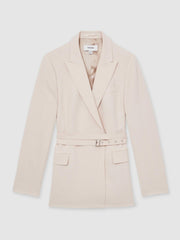 Reiss | Single-Breasted Belted Suit Jacket in Pink