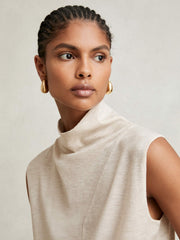 Reiss | Wool Slouched Sleeveless Top in Stone Neutral