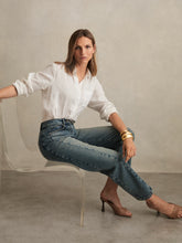 Reiss | Petite Barrel-Leg Seam Jeans in Mid Blue