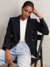 Reiss | Petite Wool-Blend Double-Breasted Blazer in Navy