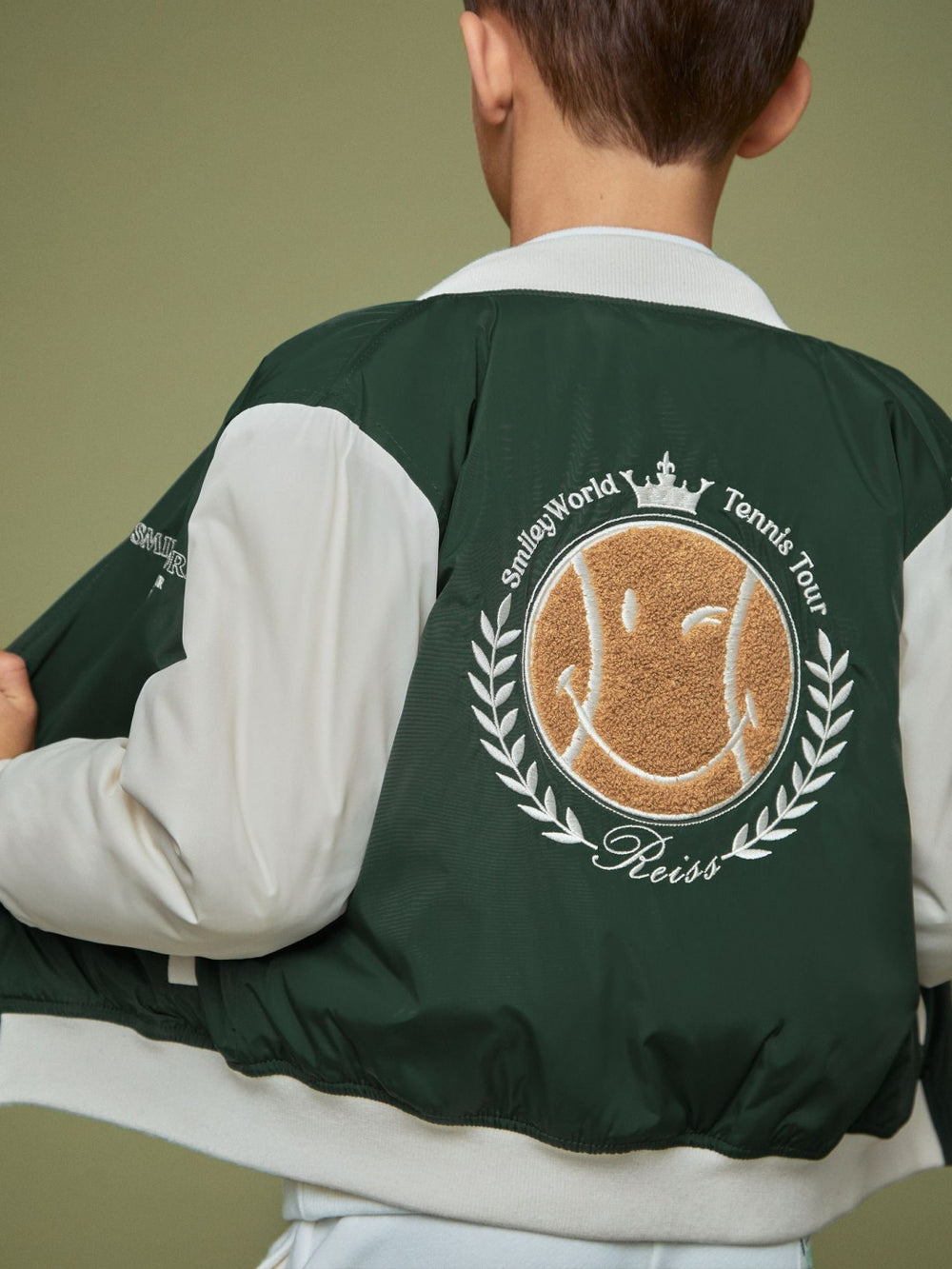 Reiss | 9-13 yrs SmileyWorld Bomber Jacket in Dark Green