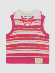 Reiss | 9-13 yrs SmileyWorld Stripe Knit Vest in Pink
