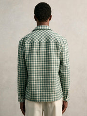 Reiss | Woven Check Twin Pocket Overshirt in Green Multi