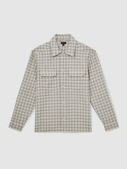 Reiss | Woven Check Twin Pocket Overshirt in Light Grey