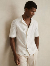 Reiss | Cotton Textured-Knit Cuban-Collar Shirt in White