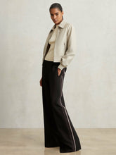 Reiss | Petite Side-Stripe Wide-Leg Trousers in Black
