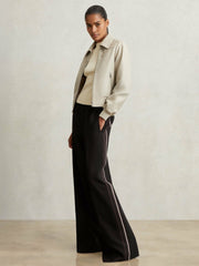 Reiss | Petite Side-Stripe Wide-Leg Trousers in Black