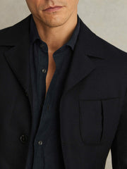 Reiss | Wool-Blend Single-Breasted Blazer Slim-Fit in Navy