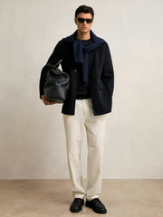 Reiss | Wool Blend Double Face Button Jacket in Navy