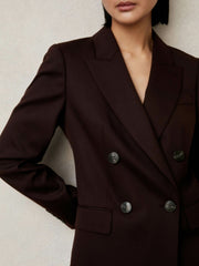 Reiss | Petite Wool-Blend Double-Breasted Suit Blazer in Aubergine