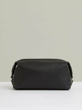 Reiss | Micro-Grain Leather Washbag in Black
