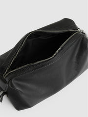 Reiss | Micro-Grain Leather Washbag in Black