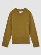 Reiss | 13-14 yrs Wool-Blend Open-Stitch Jumper with Cashmere in Khaki Green