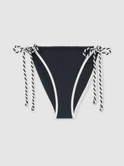 Reiss | Twist-Strap Tie-Side Bikini Bottoms in Navy/White
